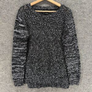 Madison Lilly Sweater Pullover Women L Large Gray Knit Long Sleeve Round Neck